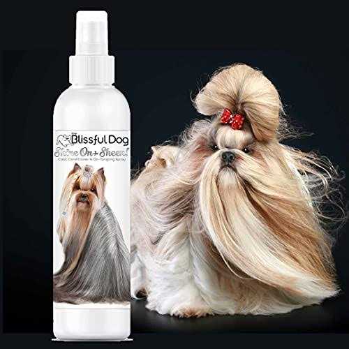 The Blissful Dog Shine-On + Sheen Coat Spray, All Natural, Leave-in Conditioner and Coat Detangler for Your Dog