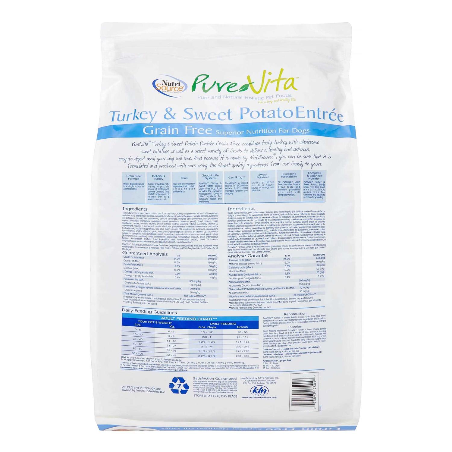 Pure Vita Grain-Free Turkey & Sweet Potato Entree Dry Dog Food