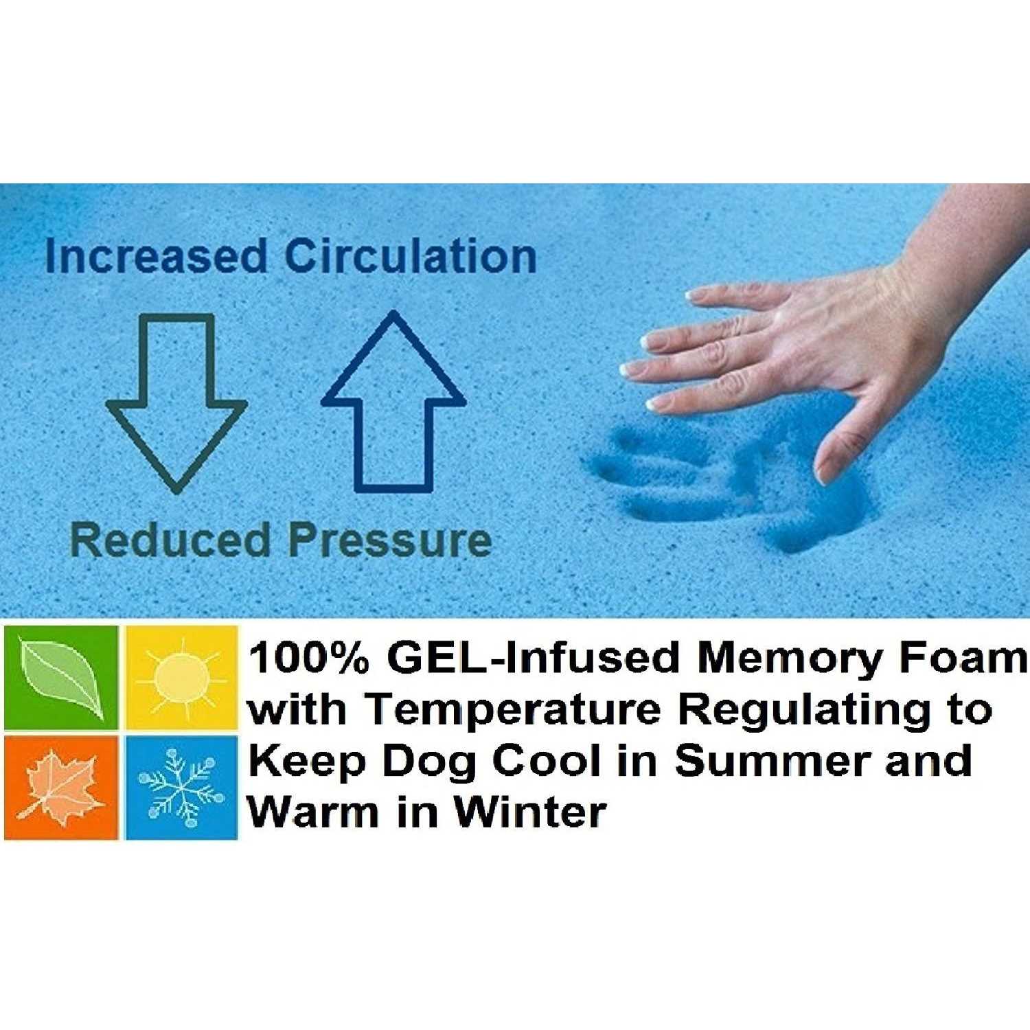Dogbed4less Orthopedic gel Memory Foam Dog Bed Large Pet and Waterproof Liner Cover