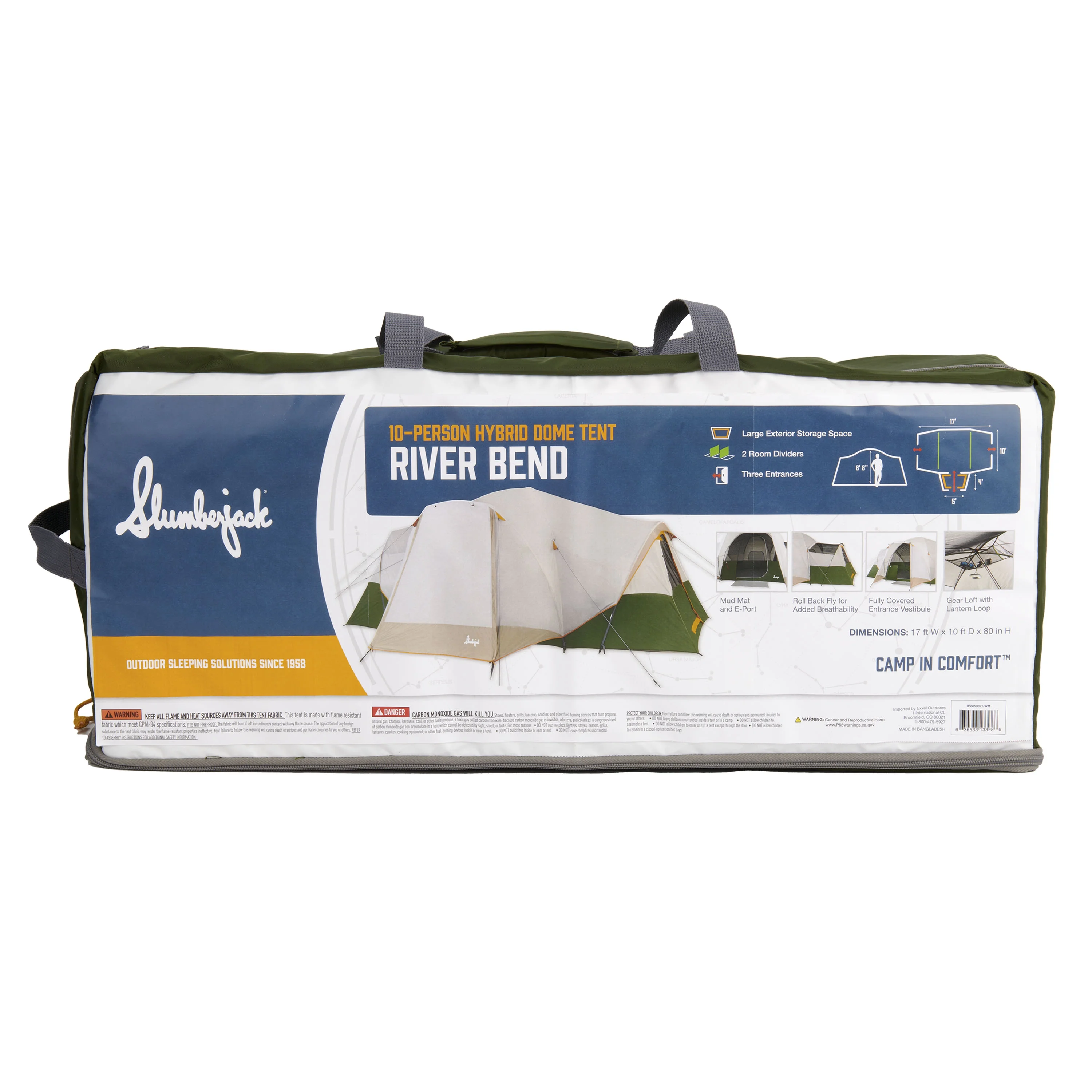 Slumberjack Riverbend 10-Person, 3-Room, Hybrid Dome Tent, Off-White ...