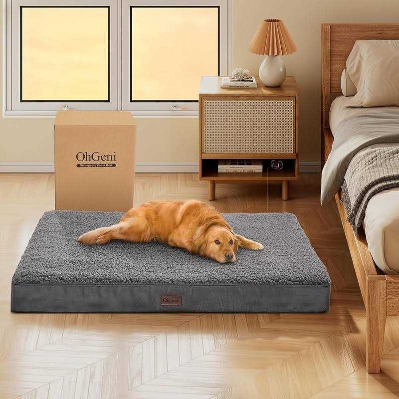 OhGeni Orthopedic Dog Beds for Large Dogs,Dog Bed with Plush Egg Foam Support and Non-Slip Bottom, Waterproof and Machine Washable Removable Pet Bed