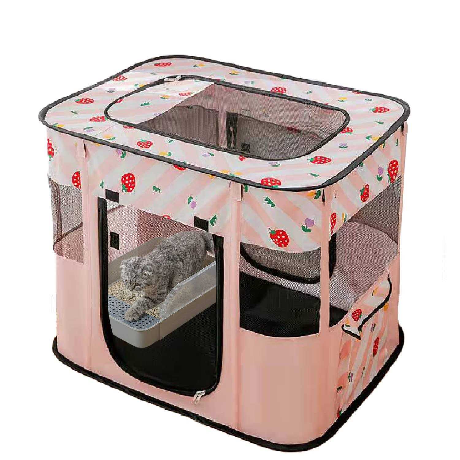 Carroza Portable Foldable Pet Playpen Collapsible Crates Kennel Playpen for Dog cat and Rabbit &Travel Playpen Outdoor or Indoor
