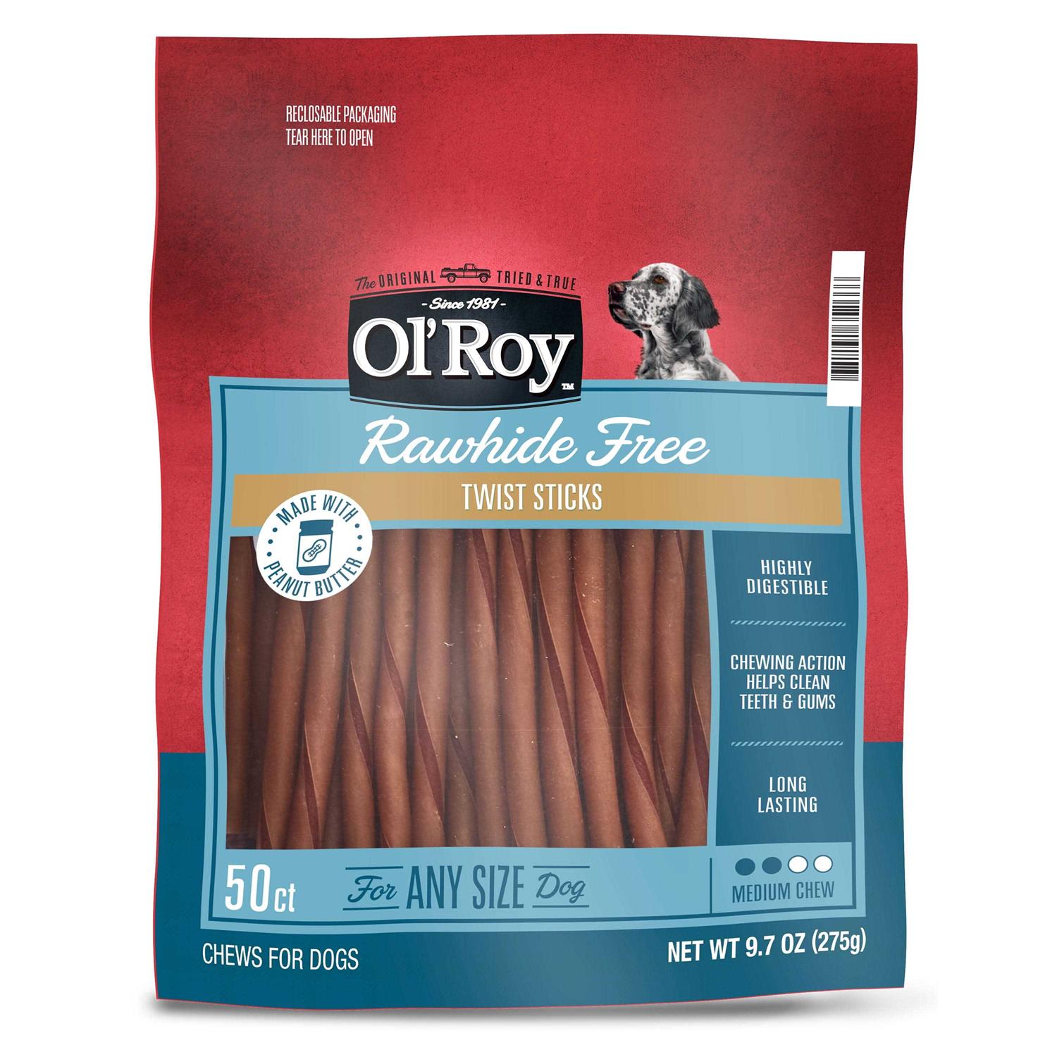Ol’ Roy Rawhide Free Peanut Butter Twist Sticks for Dogs