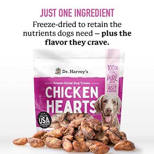 Dr. Harvey’s Chicken Hearts Freeze Dried Training Dog Treats with Real Chicken Hearts for Dogs