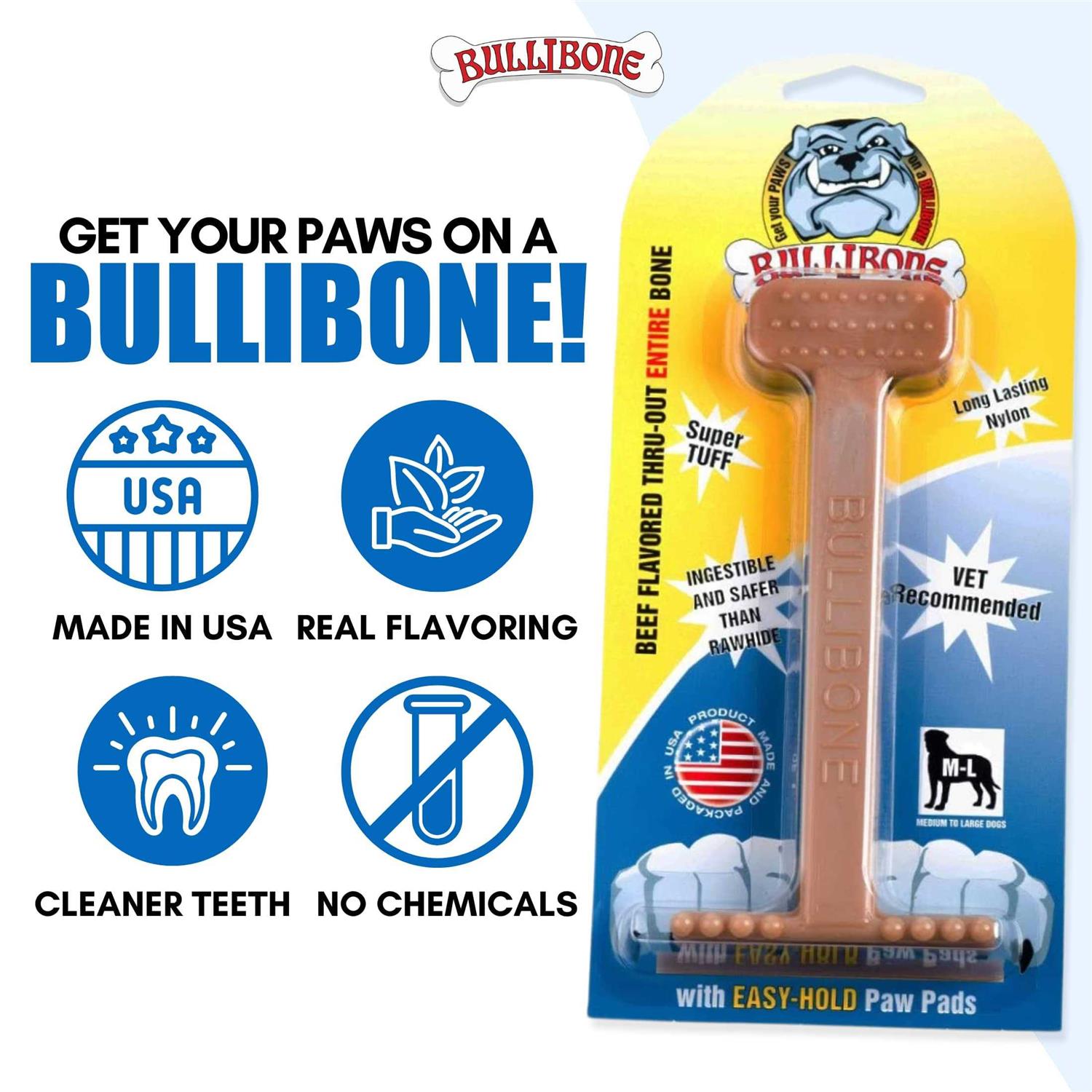 Bullibone Nylon Dog Chew Toy Nylon Bone Improves Dental Hygiene Easy to Grip Bottom and Permeated with Flavor