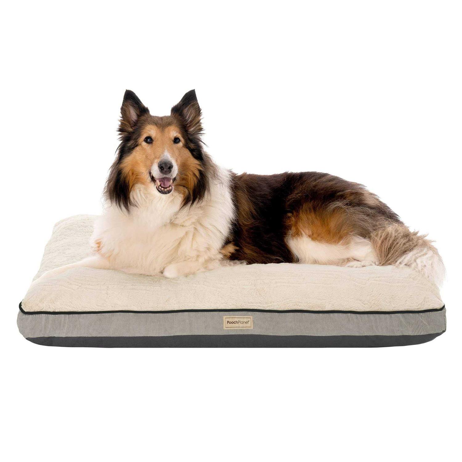 Pooch Planet Large Memory Foam Mix Dog Bed Plush Mattress w/Removable Washable Cover