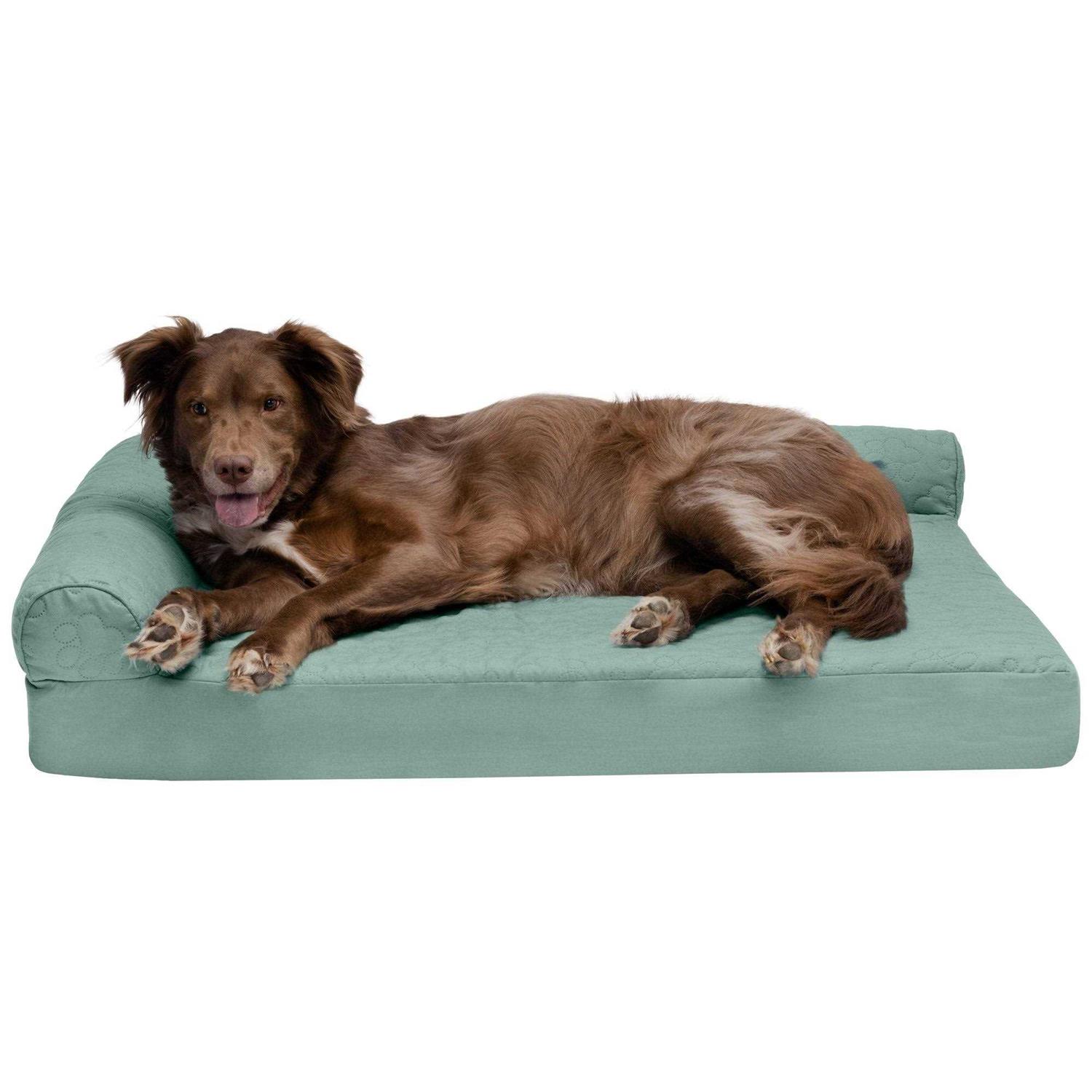 FurHaven Paw-Quilted Deluxe L-Chaise Dog Bed