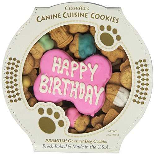 Claudia’s Canine Bakery Happy Birthday Peanut Butter Cookie Dog Treats, 11-oz tub, Pink