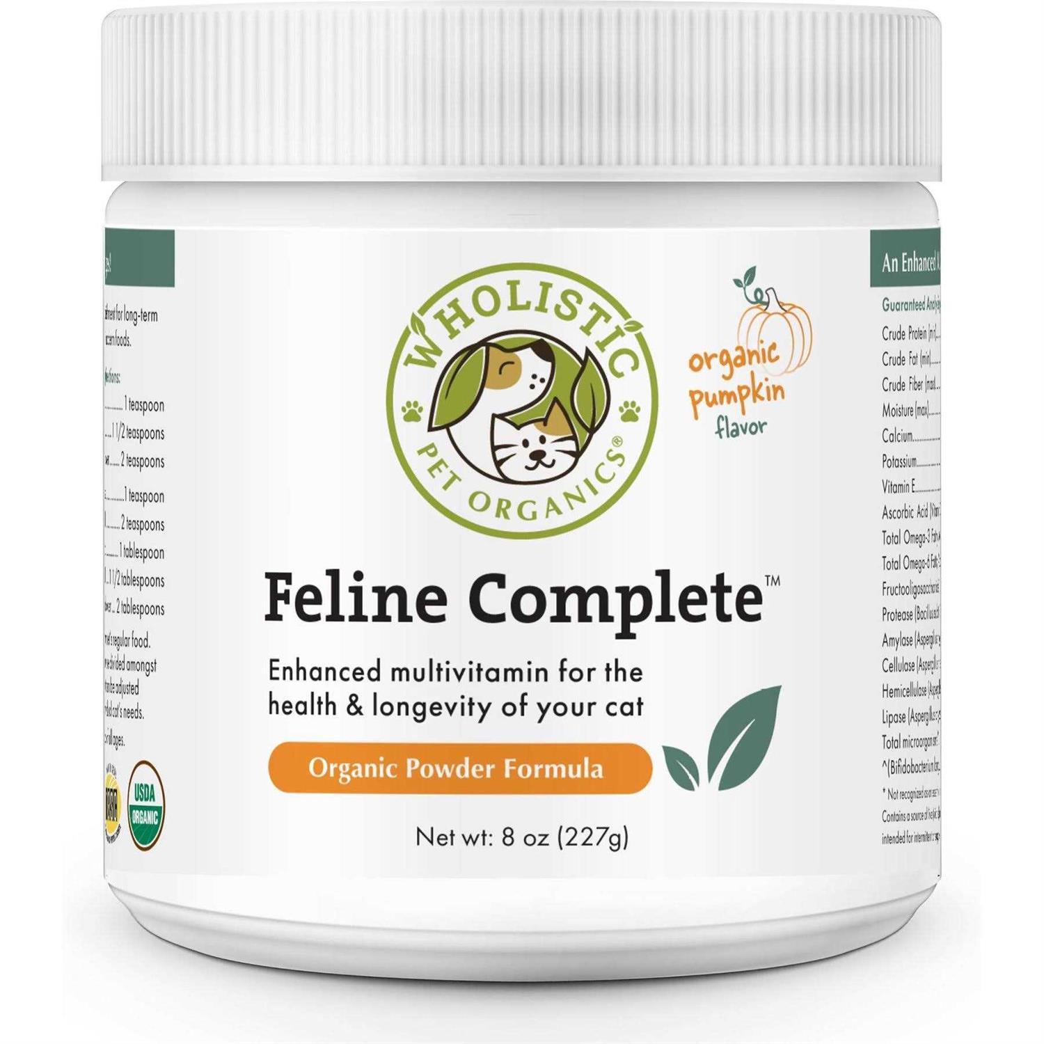 Wholistic Pet Organics Organic Feline Complete Pumpkin Enhanced Powder Daily Multivitamin for Cats
