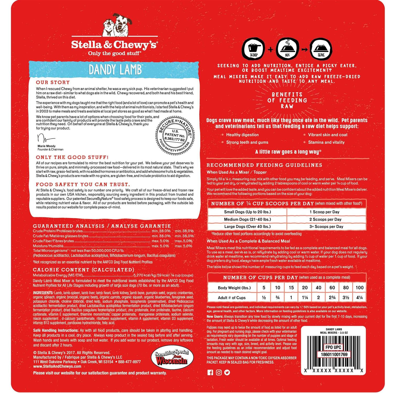 Stella & Chewy’s Freeze Dried Dandy Lamb Meal Mixers Dog Food