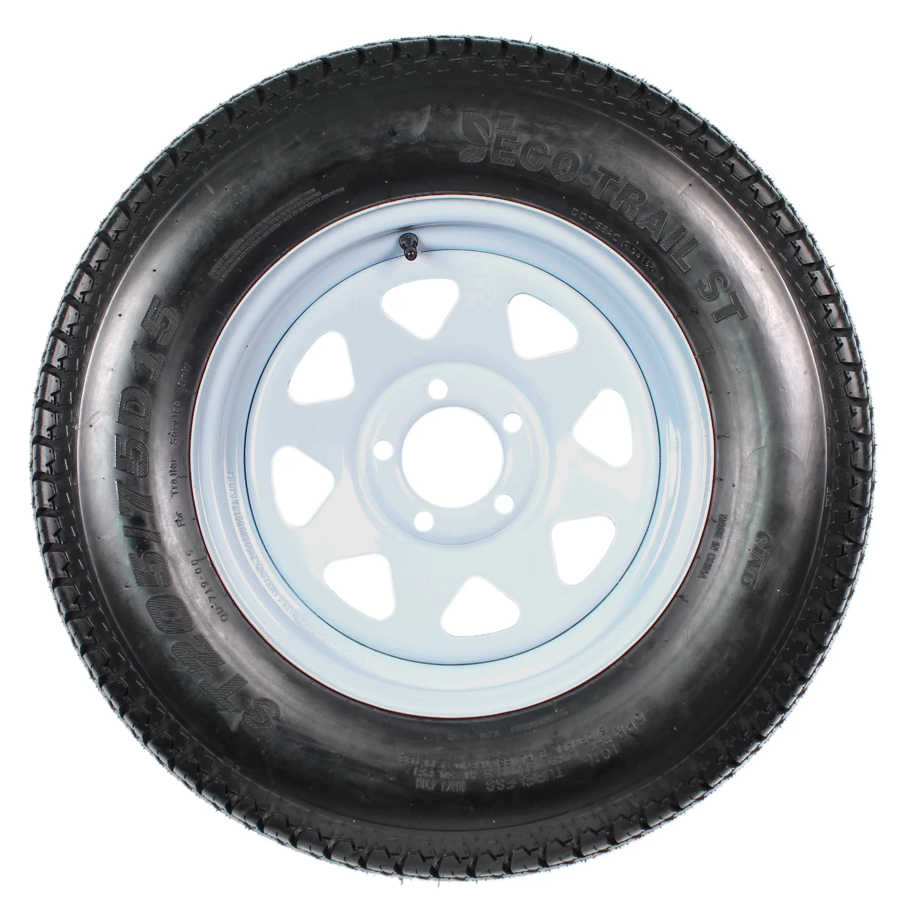 2-Pk Trailer Tire Rim ST205/75D15 15 in. Load C 5 Lug White Spoke Wheel