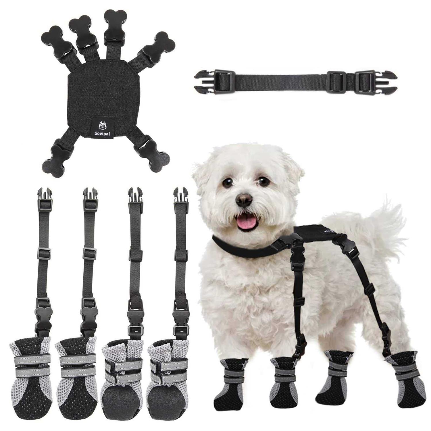 Sovipal Dog Boots with Anti-Lost Design, Buckle Straps, and Weatherproof. Dog Shoes for Small Dogs Ideal for Outdoor & Indoor Walks