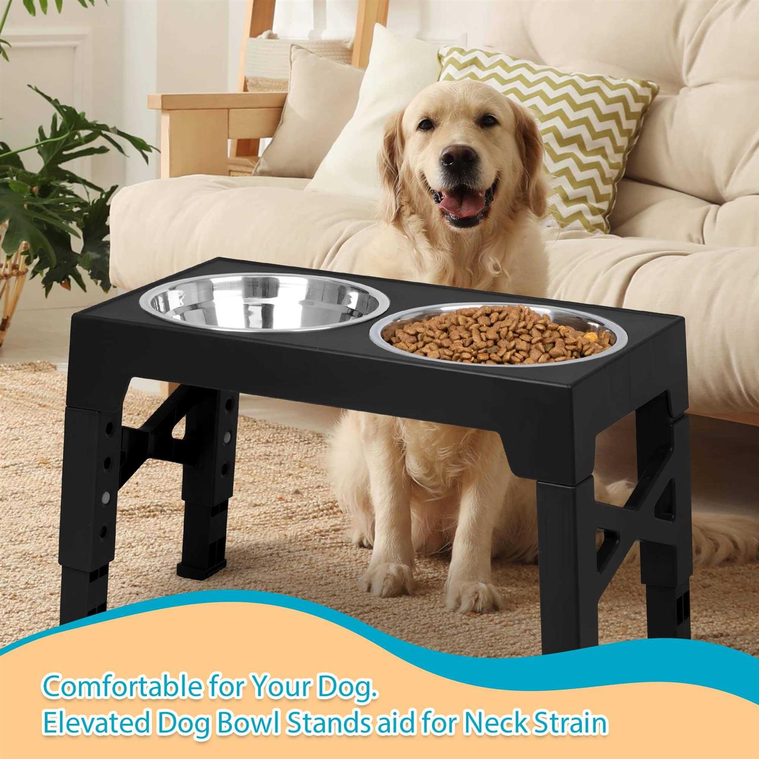 Niubya Elevated Dog Bowls with 2 Stainless Steel Dog Food Bowls