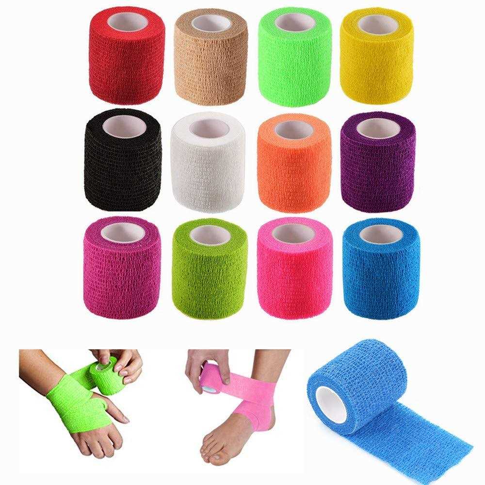 12 Pack Self Adhesive Bandage Wrap Vet Wrap for Pets Stretch Self Adherent Tape for Athletic Sports Wrist and Ankle