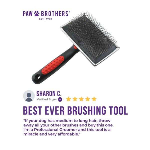 ryan’s Pet supplies Paw Brothers Extra Long Pin Flat Slicker Brush for Dogs
