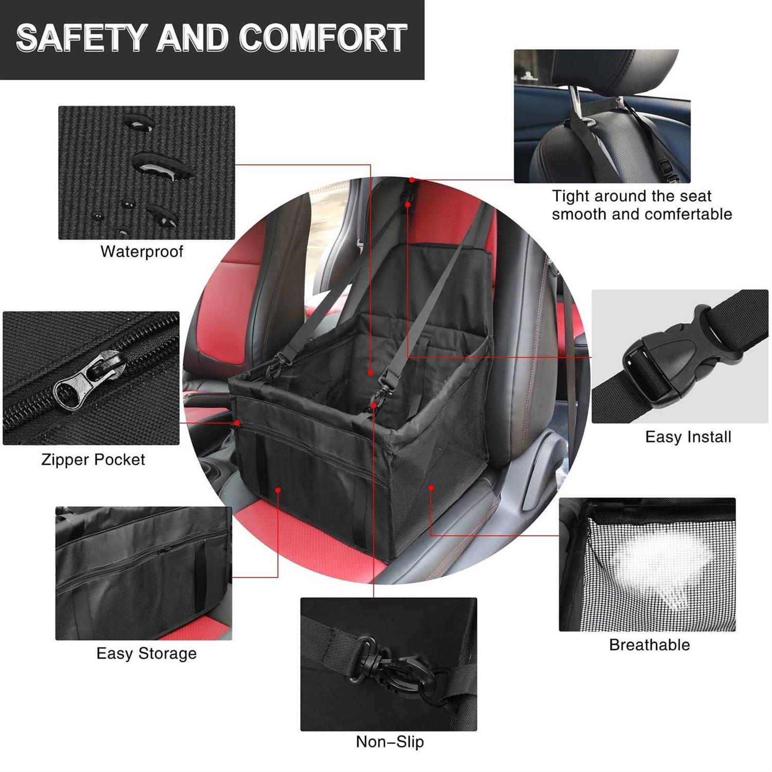 Pet Dog Car Seat, Breathable and Foldable Pet Car Basket, Pet Dog Booster Portable Seat, Suitable for Small and