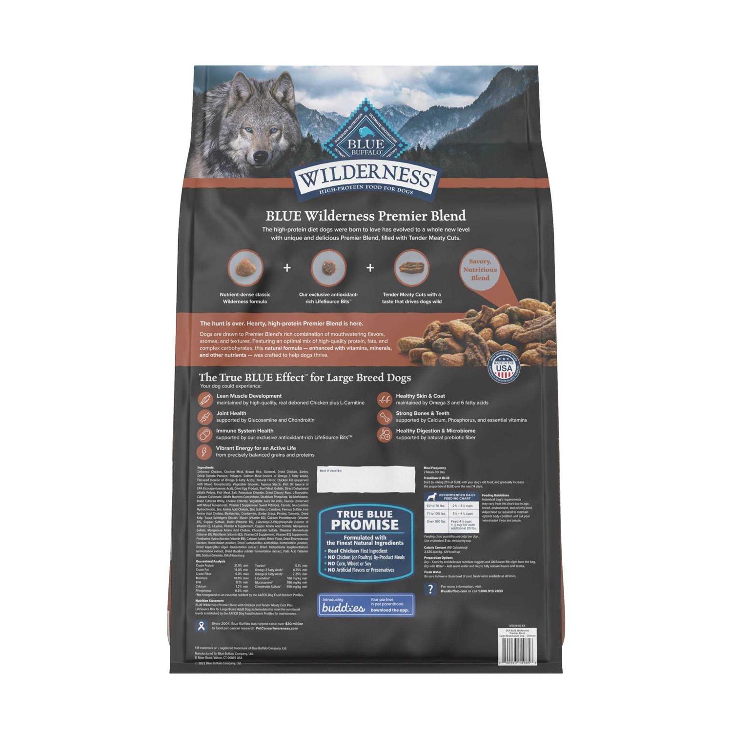 Blue Buffalo Blue Wilderness Premier Blend with Meaty Cuts Chicken Large Breed Adult Dry Dog Food