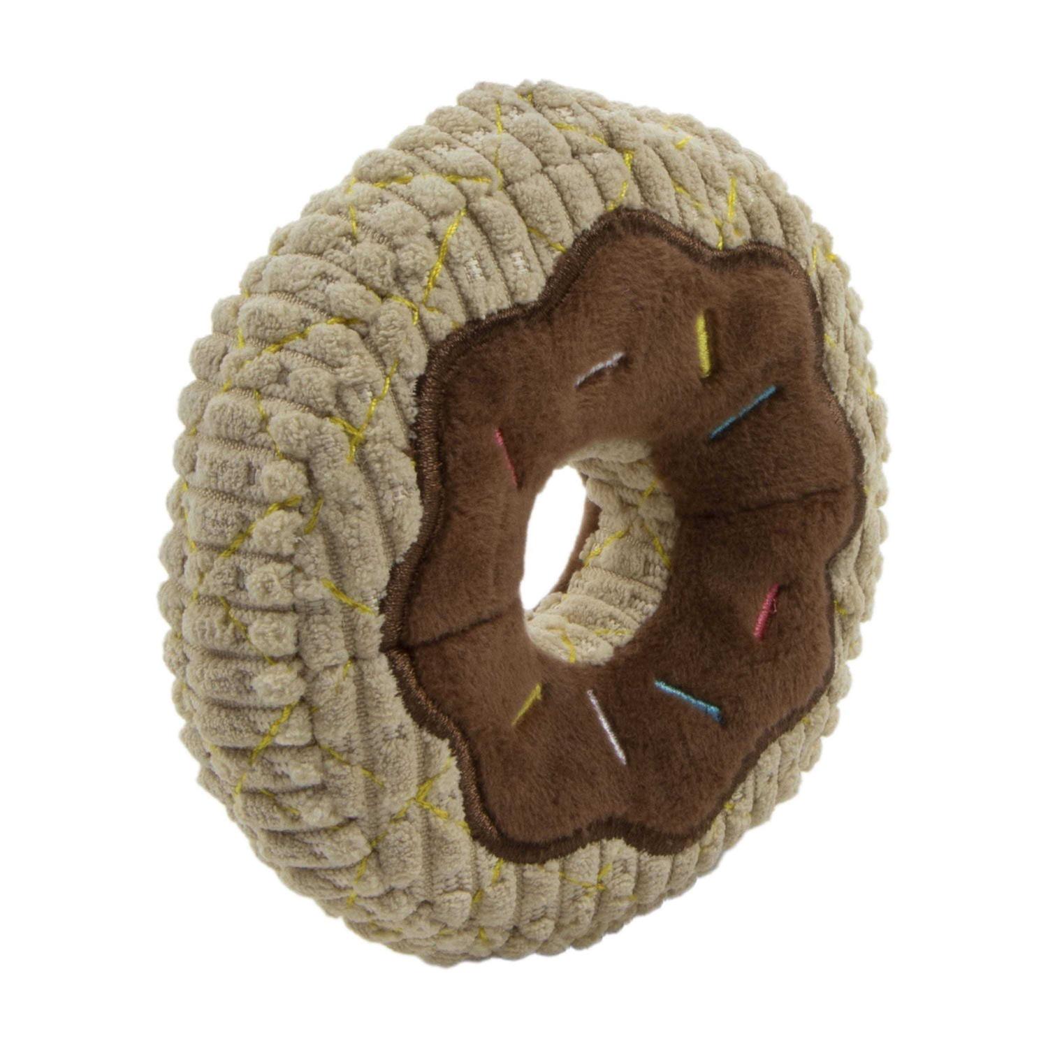 Trustypup Donut Squeaky Plush Chew Guard Dog Toy