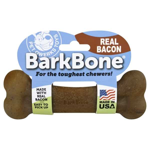 Pet Qwerks BarkBone Bacon Flavor Tough Dog Chew Toy, Medium