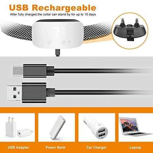 NBJU Bark Collar for Dogs,Rechargeable Anti Barking Training Collar with 7 Adjustable Sensitivity and Intensity Beep Vibration for Small Medium