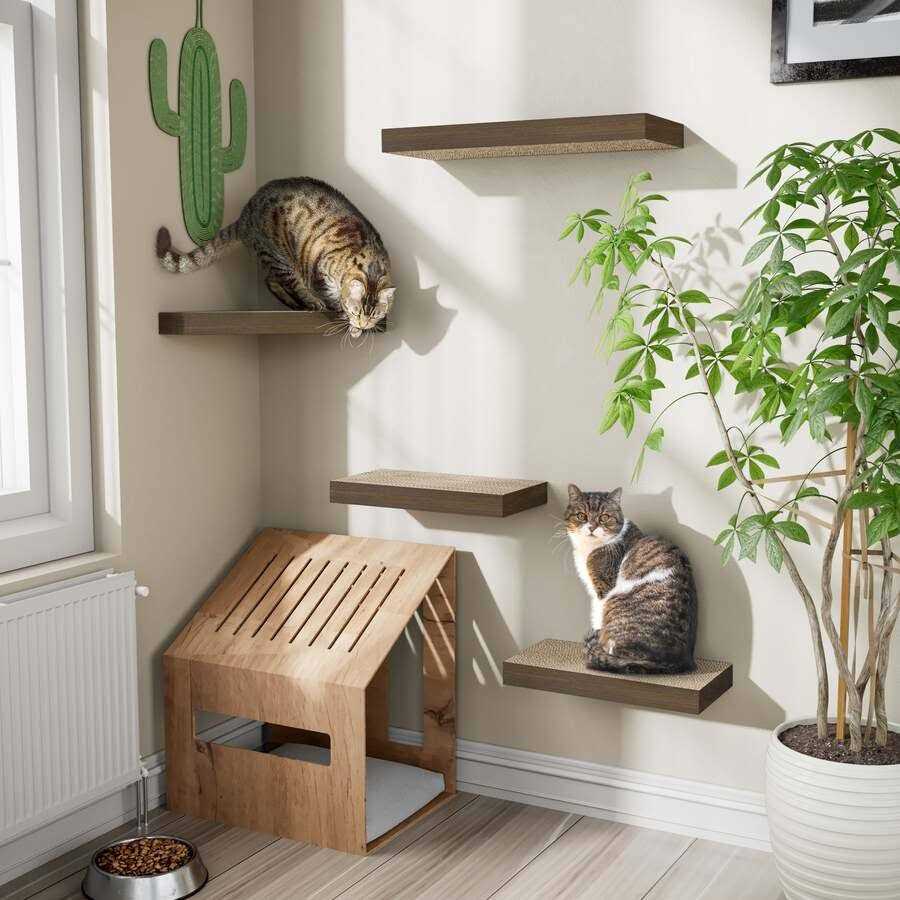 Way Basics Cat Scratcher Floating Shelf Combo