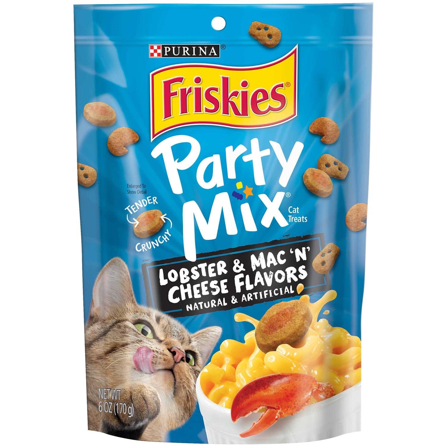 Purina Friskies Party Mix Cat Treats Lobster Mac N Cheese Flavors