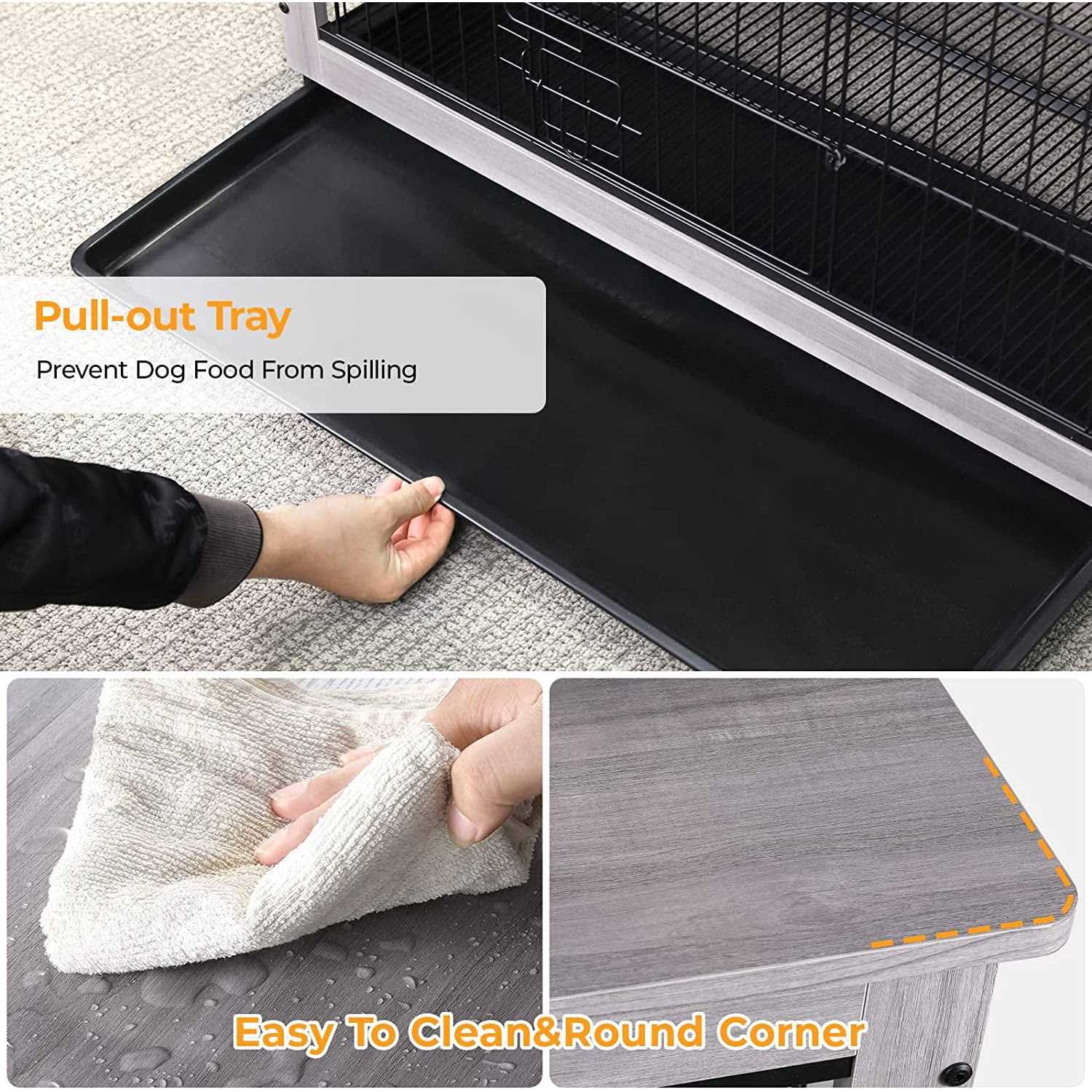 Arlopu Dog Crate Furniture Wooden End Table Indoor Dog Kennel