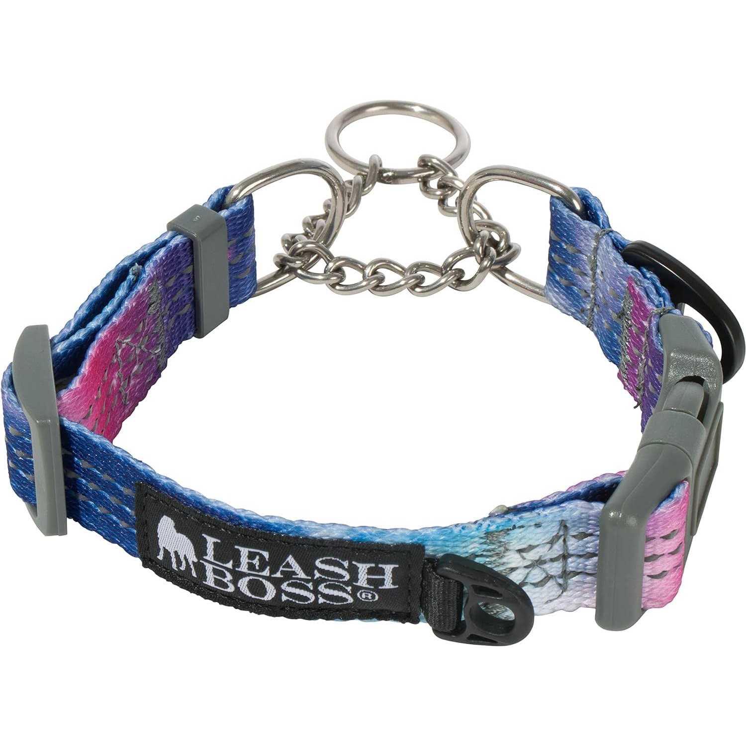 Leashboss Patterned Reflective Chain Martingale Dog collar