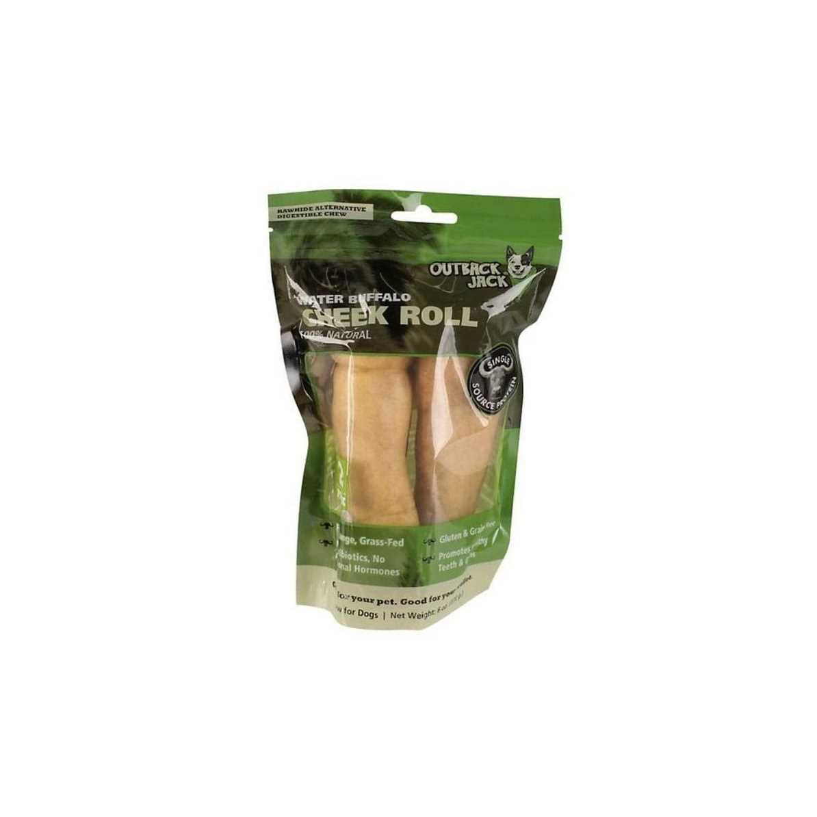 Outback Jack Water Buffalo Cheek Roll Dog Chew Treats
