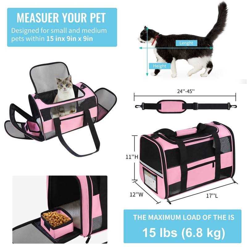 CUSSIOU Cat Carrier Dog Carrier Pet Carrier Airline Approved for Small Dogs Medium Cats Puppies Under 15 Lbs
