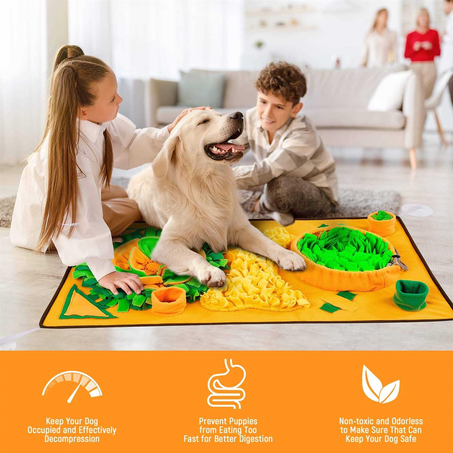 Snuffle Mat for Dog Large Breed Medium Small Dog Non-slip Carrot Snuffle Mat for Dog Enrichment Cat Snuffle Mat Sniffle Interactive Treat Game