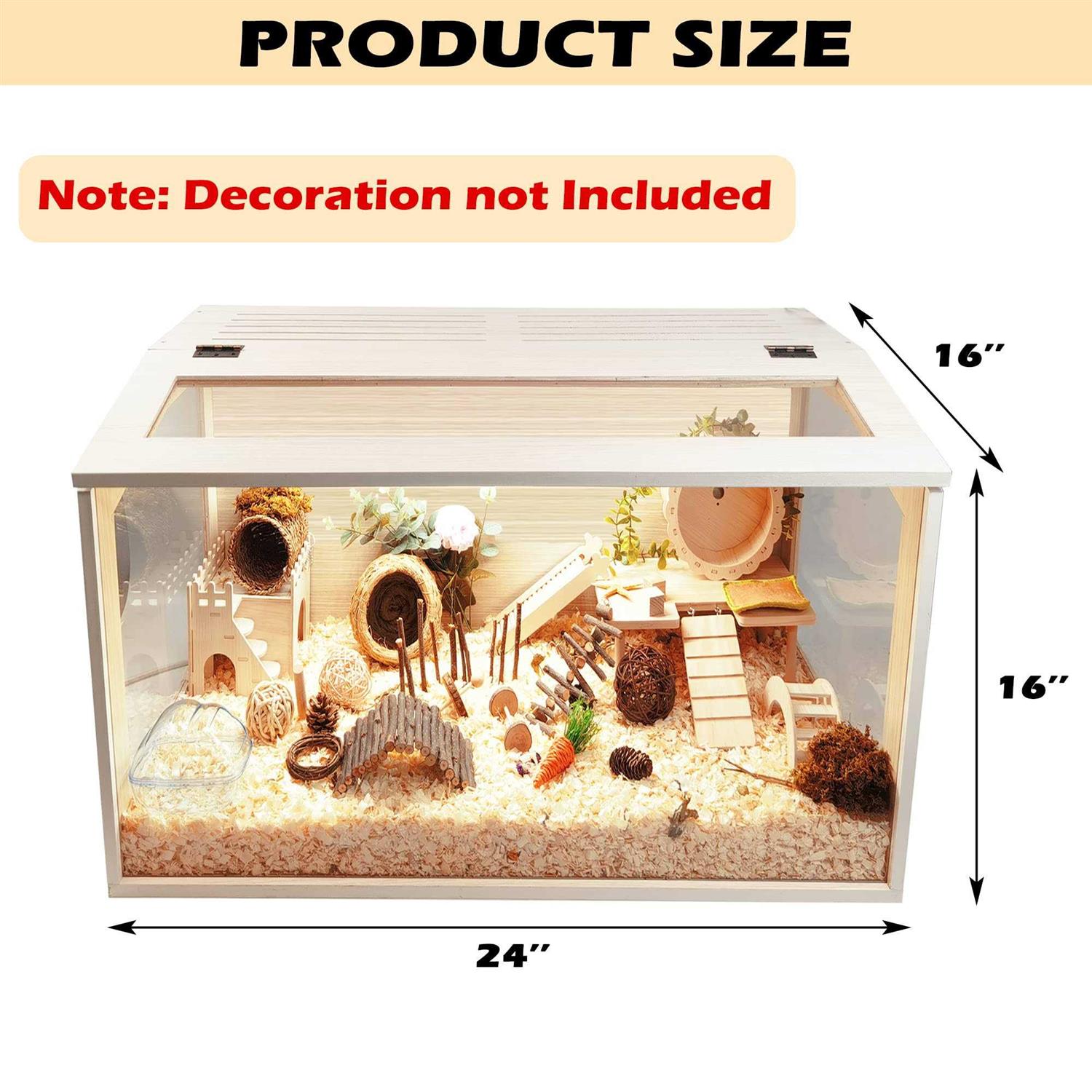 Prolee Hamster Cage Wooden Mice and Rat Habitat Openable Top with Acrylic Sheets Solid Built