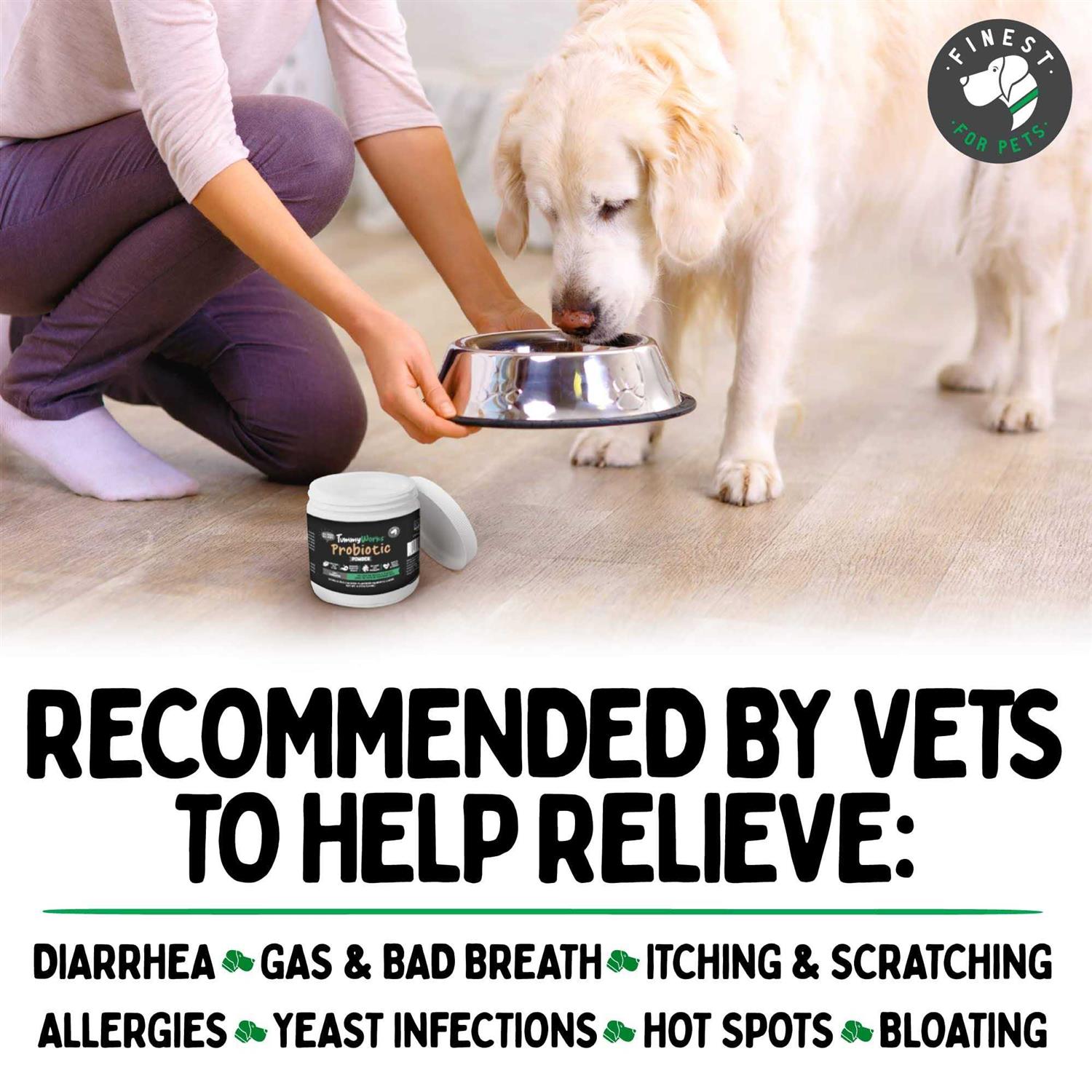 Finest For Pets TummyWorks Probiotic Powder for Dogs & Cats. Relieves Diarrhea Upset Stomach