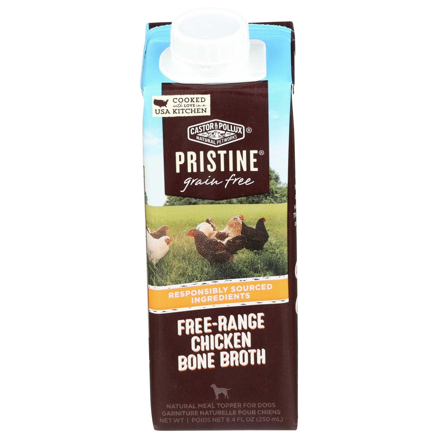 Castor Pollux Pristine Free-Range Chicken Bone Broth Grain-Free Dog Food Topper