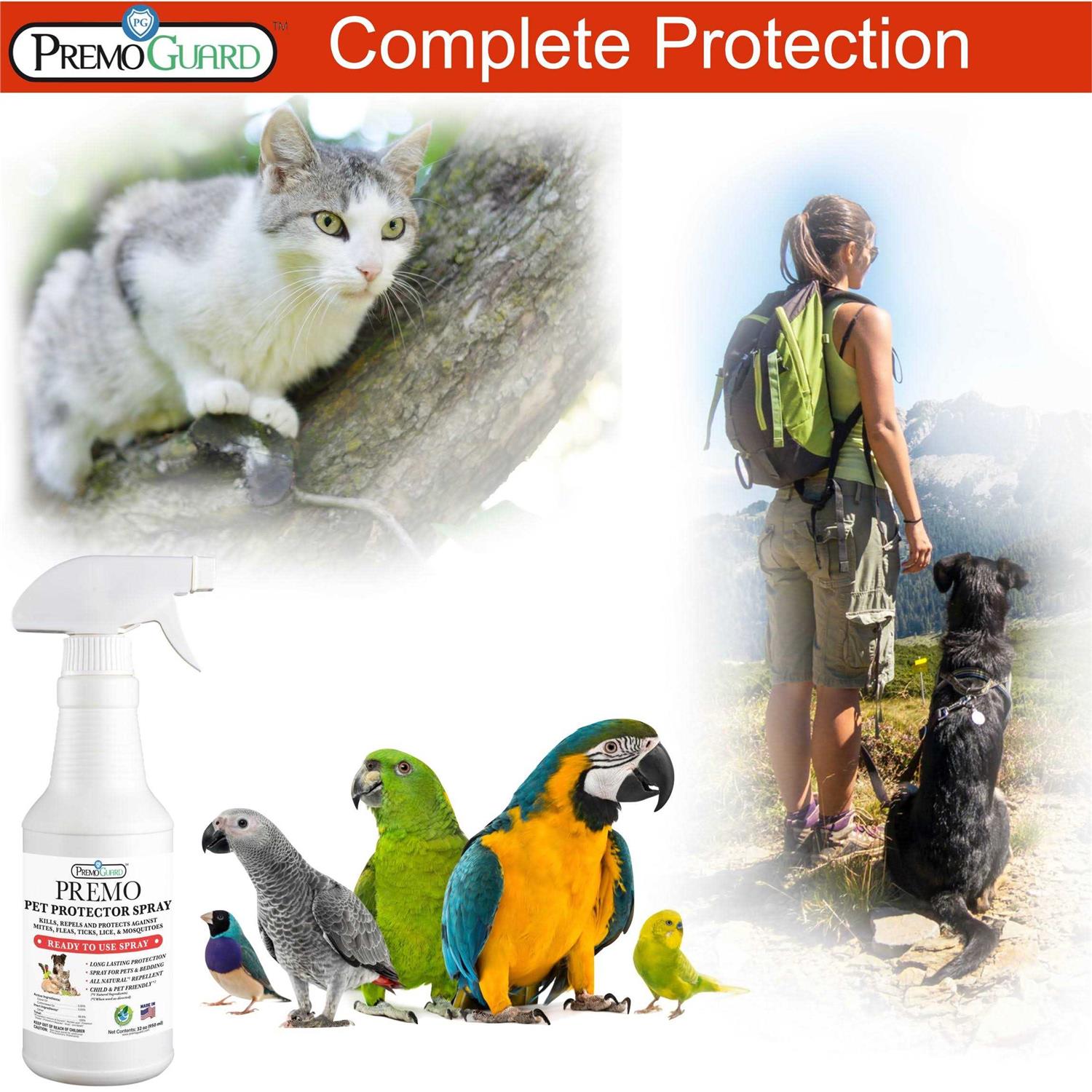 Pet Protector by Premo Guard 100% Effective Mite, Flea, Tick, & Mosquito Spray for Dogs, Cats, and Pets – Best Natural Protection