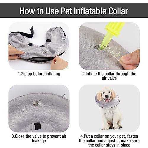 MICOOYO Inflatable Collar for Cats dogs Protective Dog Donut Cone Collar After Surgery