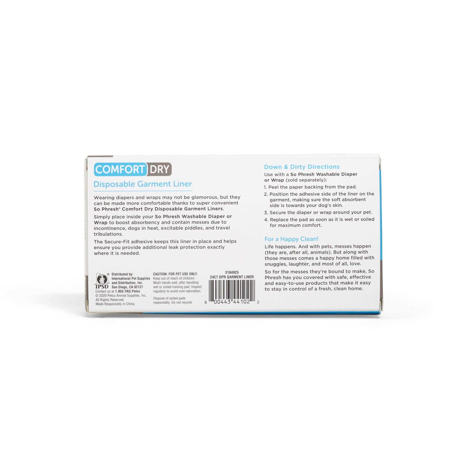 So Phresh Comfort Dry Disposable Dog Garment Liners