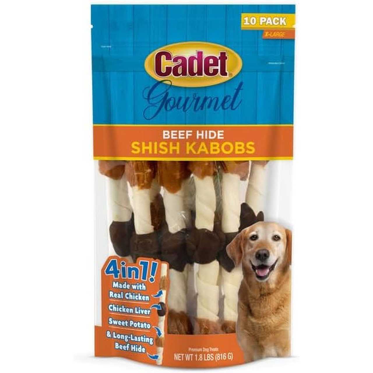 Cadet X-Large Dog Treat 4-in-1 Beef Hide Shish Kabobs