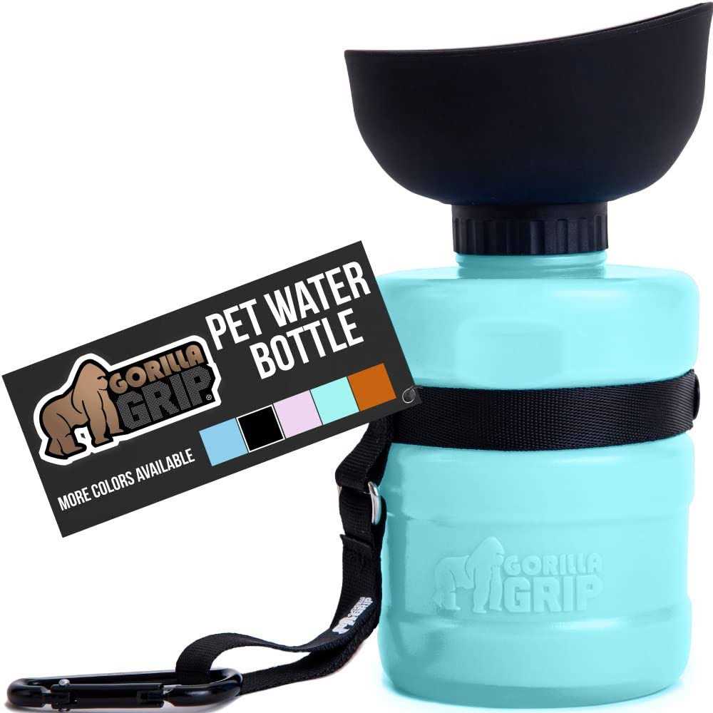 Gorilla Grip Leak Proof Portable Dog Water Bottle Multifunction Design with Bowl Cap