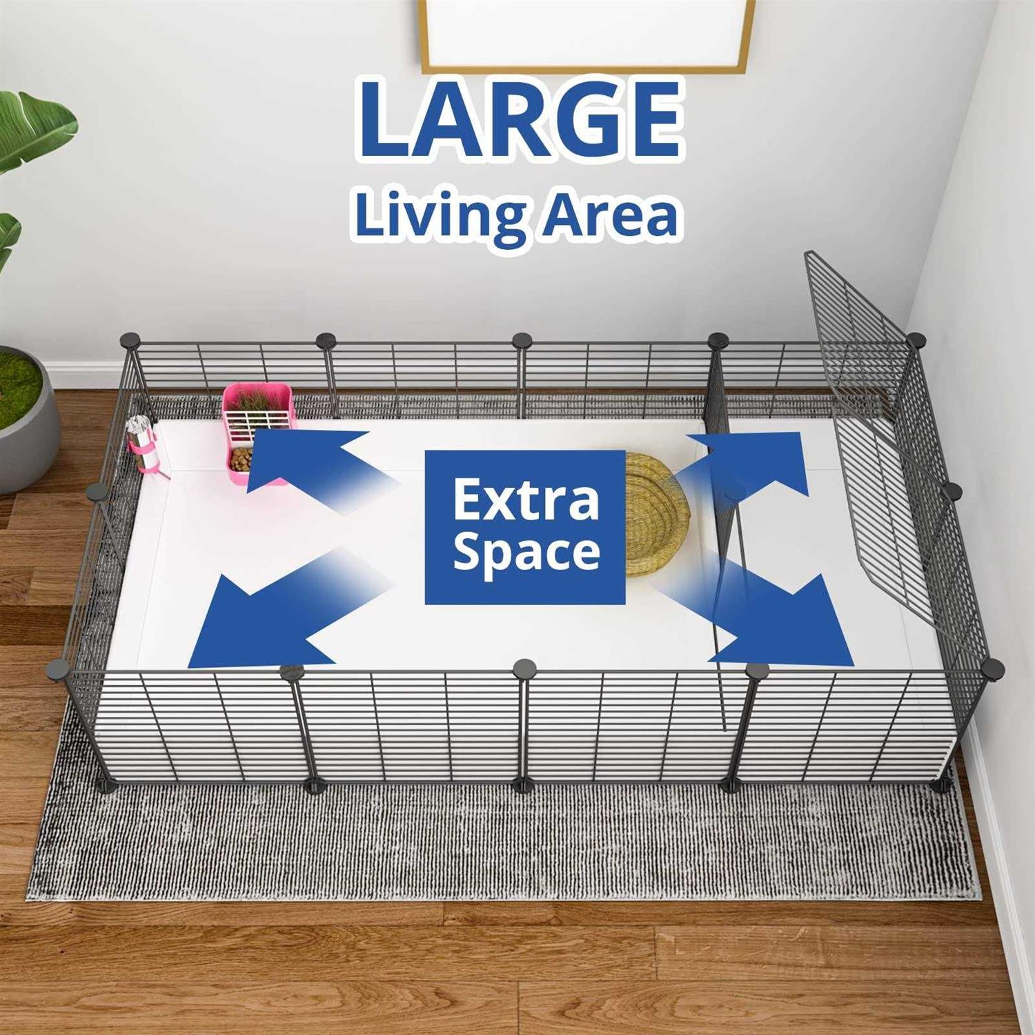 Eiiel Guinea Pig Cage,Indoor Habitat Cage with Waterproof Plastic Bottom,Playpen for Small Pet Bunny