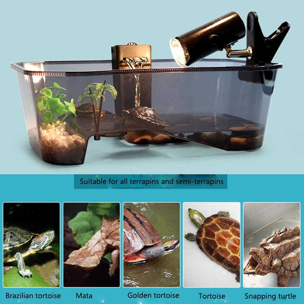 Hamiledyi Turtle Tank Aquarium,Reptile Habitat,Turtle Habitat Terrapin Lake Reptile Aquarium Tank with Platform Plants for Crayfish Crab