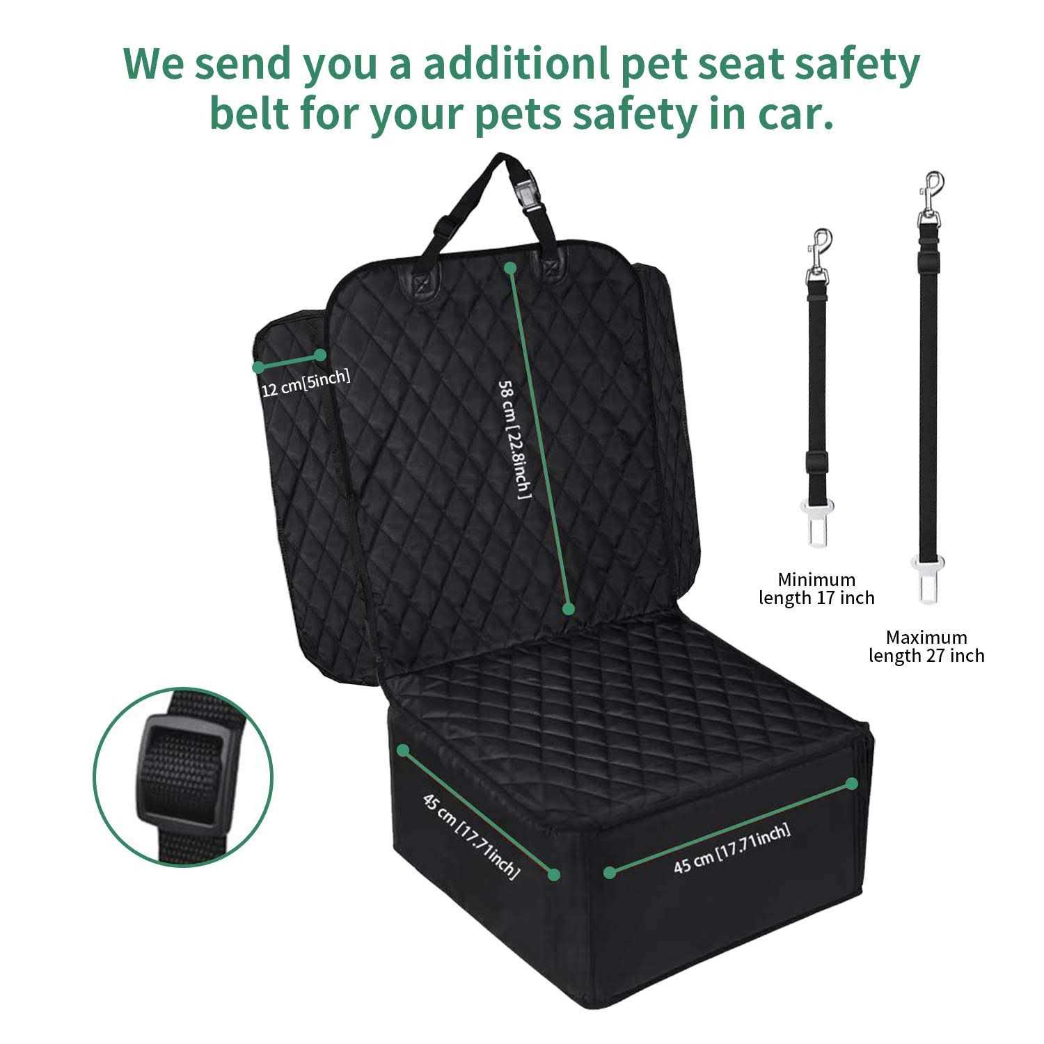 Flow.month Flowmonth Pet Front Seat Cover Pet Booster Seat,Deluxe 2 in 1 Dog Seat Cover for Cars Waterproof Dog Front Seat Cover Pet Bucket