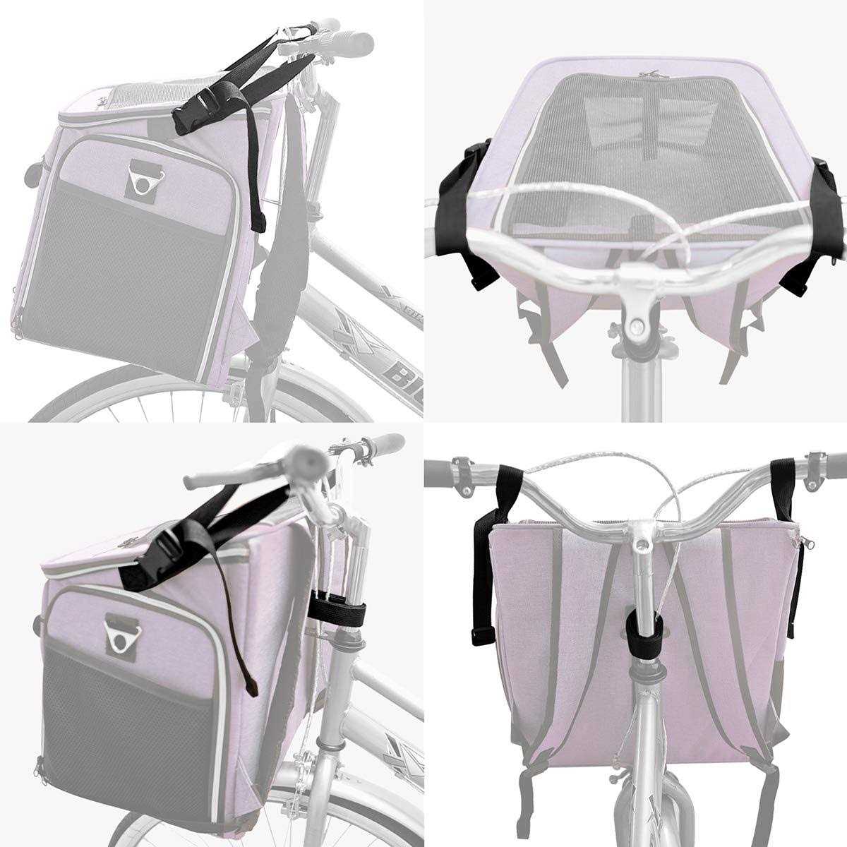 BARKBAY Dog Bike Basket Carrier Expandable Foldable Soft-Sided Dog Carrier