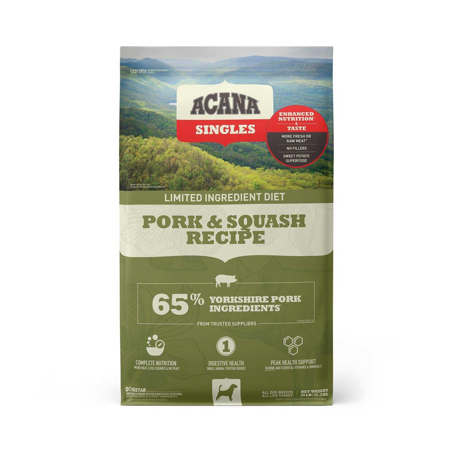 ACANA Singles Limited Ingredient Diet Pork & Squash Recipe Grain-Free Dry Dog Food, 22.5-lb bag