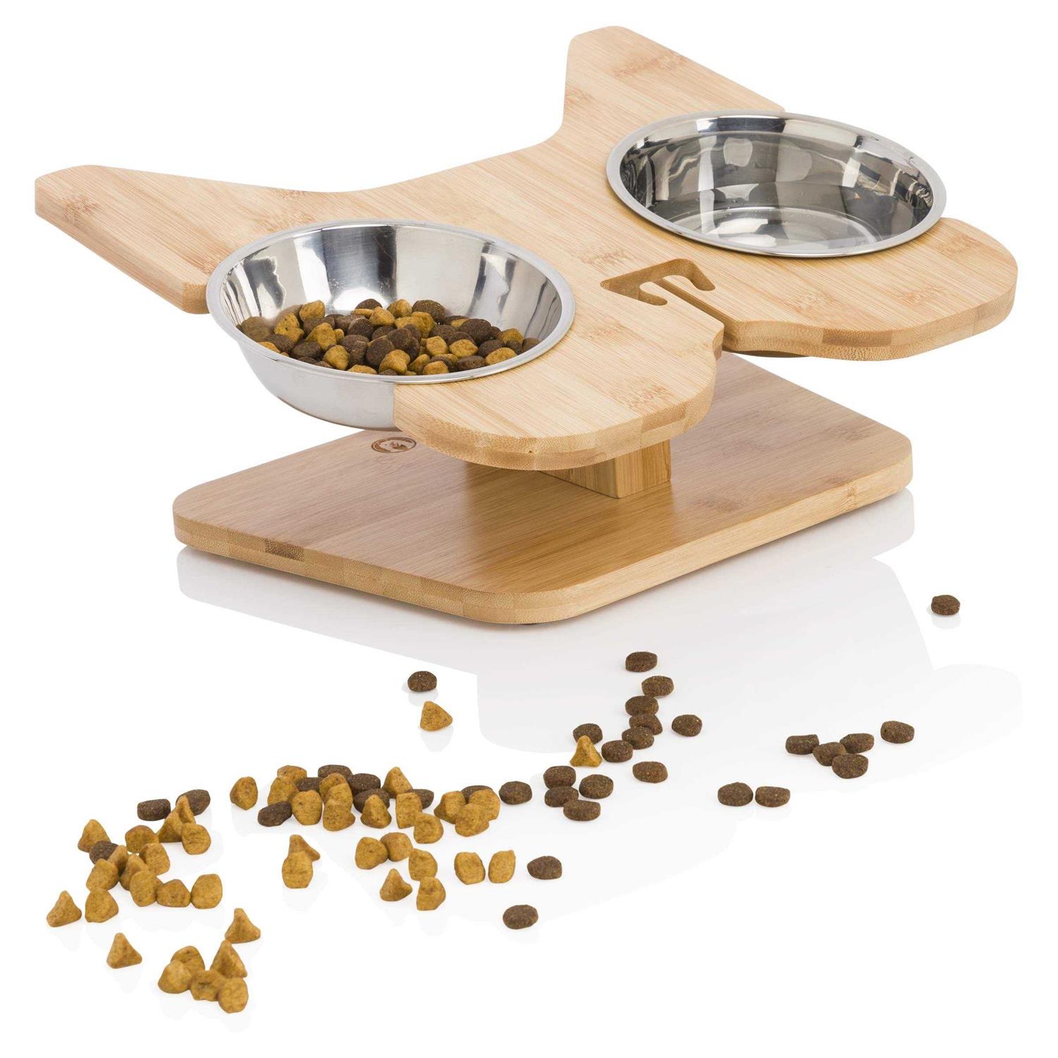 Nibbleypets Elevated Dog Bowl Stand with Stainless-Steel Food and Water Bowls