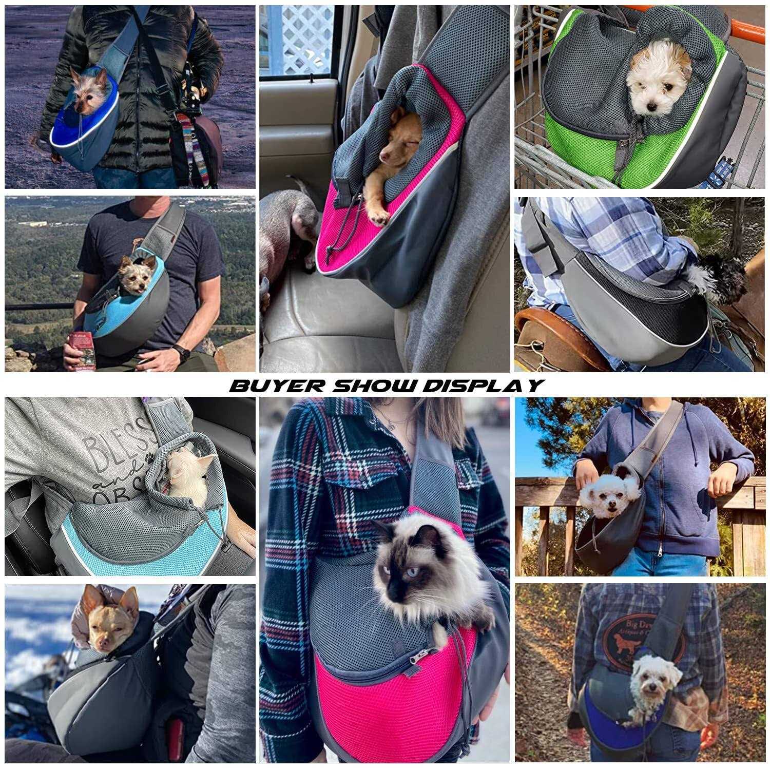 Yudodo Pet Dog Sling Carrier Breathable Mesh Travel Safe Sling Bag Carrier for Dogs Cats
