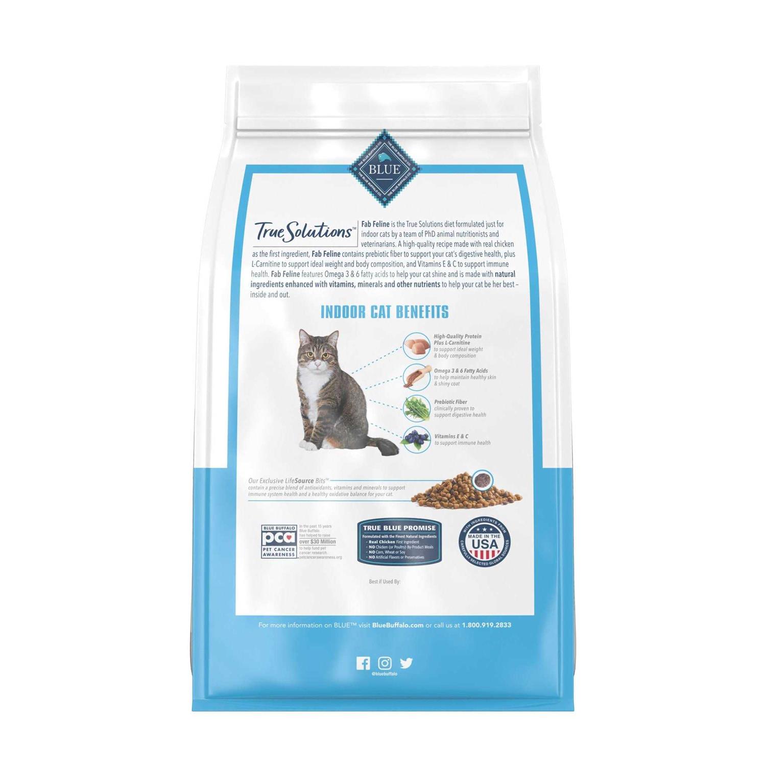 Blue Buffalo True Solutions Fab Feline Natural Chicken Indoor Adult Dry Cat Food