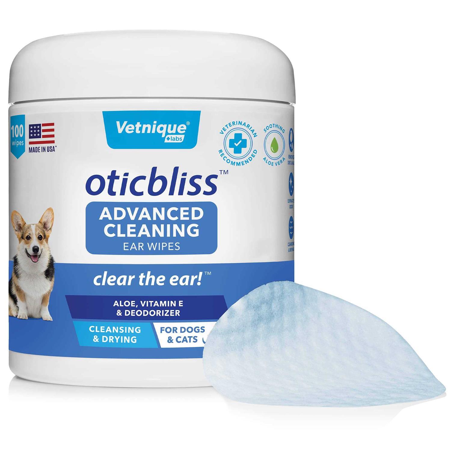 Vetnique Labs Oticbliss Ear Wipes Advanced Cleaning