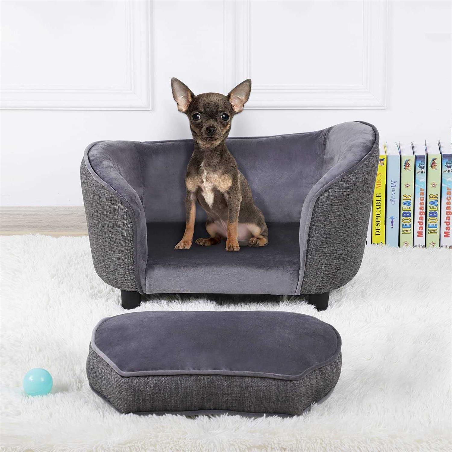 Getifun Pet Bed Sofa Velvet Couch Washable Cushion for Small Dog Cat