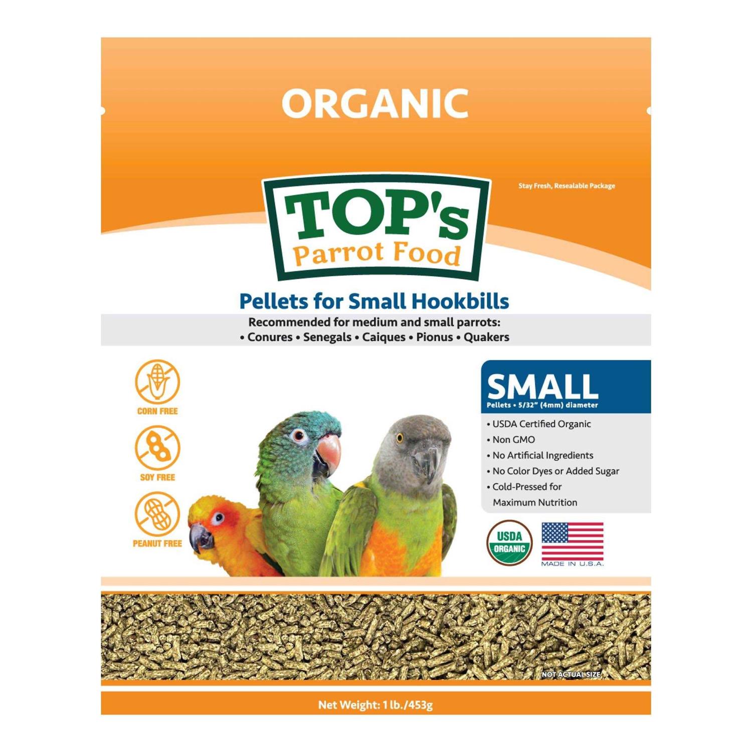 TOP’s Parrot Food Organic Small Pellets